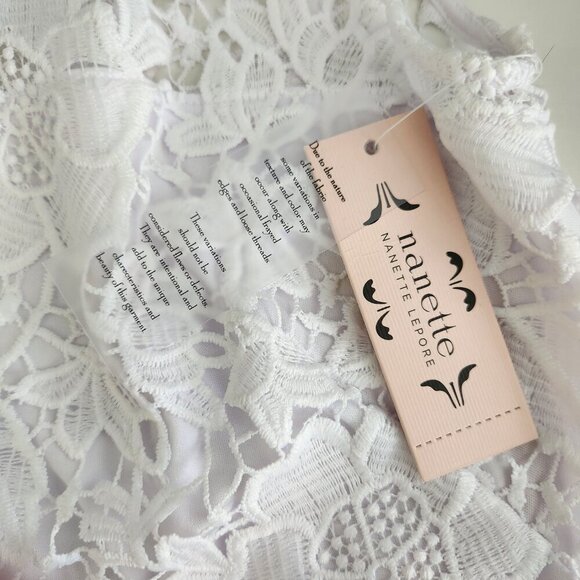 NWT Nanette Lepore Medium White Lace Sleeveless Top Cottagecore Coquette Boho - Picture 7 of 12